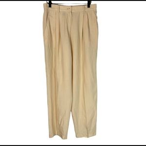 Vintage Sag Harbor pale yellow high rise pleated front tapered leg trousers pant